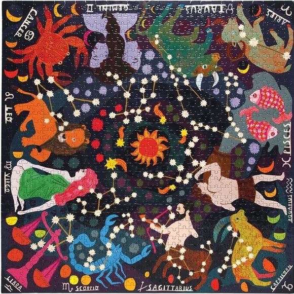 EUC [eeBoo] Zodiac + 1000 Piece & Love | GLOWS IN DARK | Jigsaw Puzzle + Poster - Picture 1 of 14